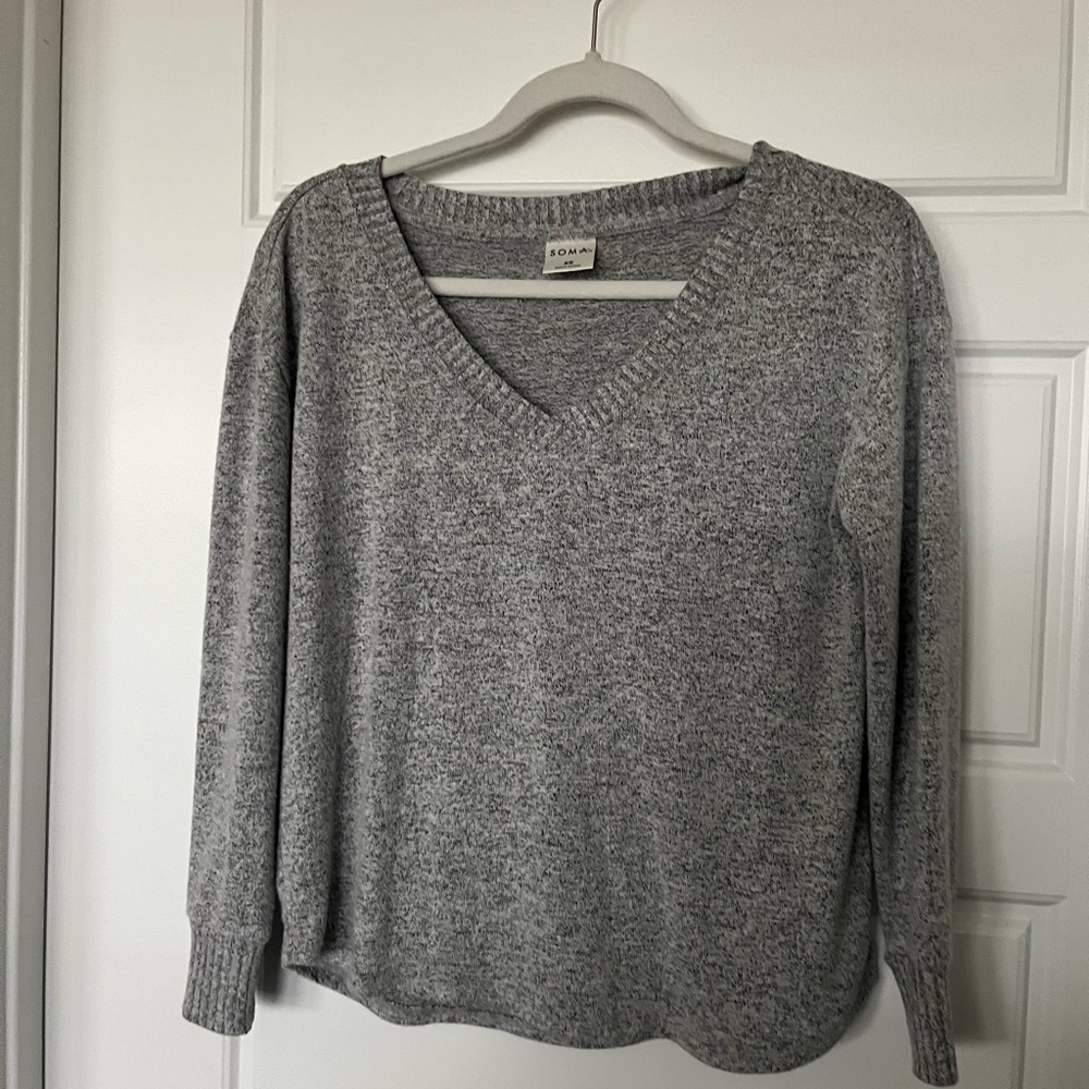 Soma Heathered Gray V-Neck Sweater